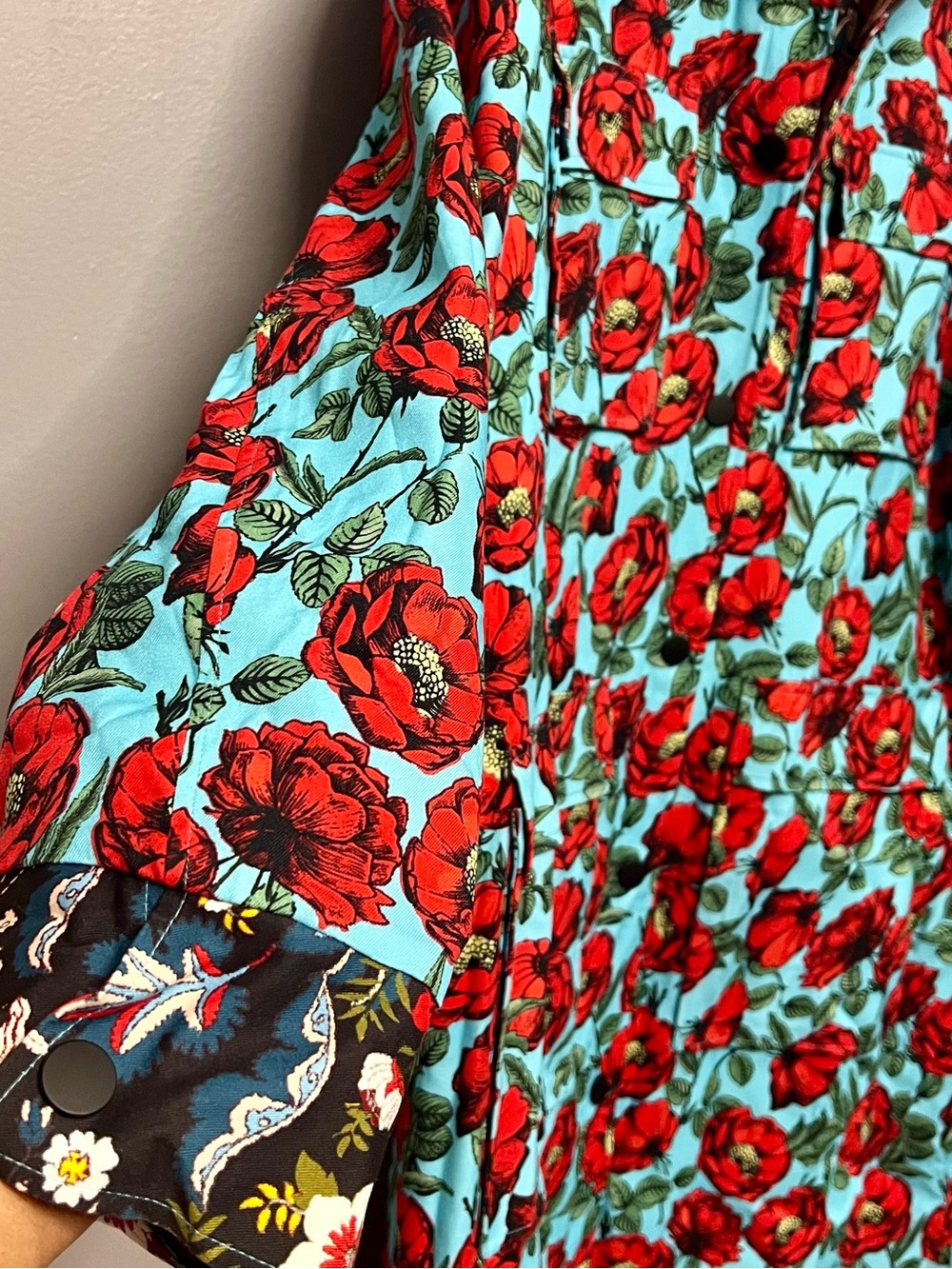 NWOT Alice + Olivia Zazie Reversible Floral Print Twill Barn Maxi Coat Large - Picture 2 of 14